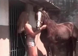 Sexy horse fucks this blonde.