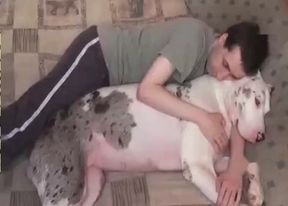 Guy drilling this cute puppy