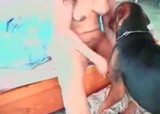 Tight cunt eaten out by a dog