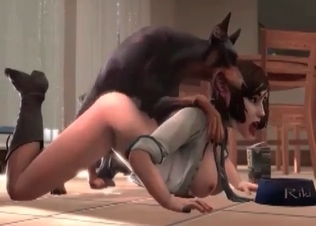 Secretary getting it from a Doberman