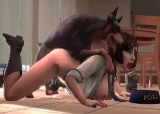 Secretary getting it from a Doberman