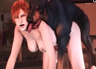 Tight pussy stretched out by a Doberman