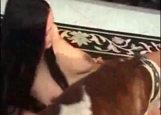 Dog gets fucked by this slut