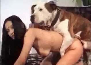 Dog gets fucked by this slut