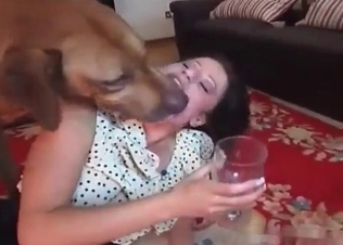 Thin chick suck a dog cock