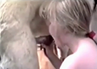 Dog fucking this blonde slut