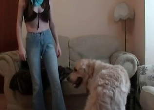 Warped depraved bitch loves animals