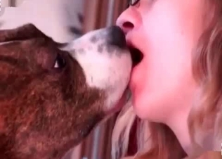 Kissing with a hot, steamy dog