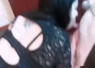 Red wiener being sucked on camera