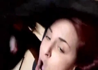 Redhead is about to seduce her dog